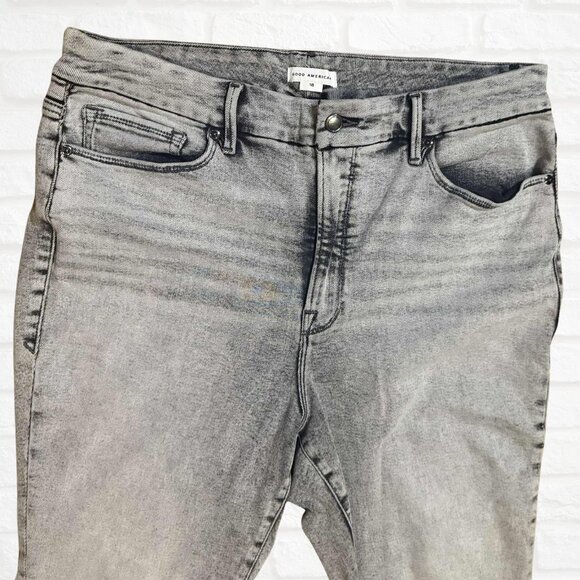Good American Good Waist High Rise Skinny Jeans Acid Wash Gray Size 18 Plus Size - Picture 3 of 9